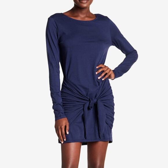 Michael Stars Faux Wrap Tee Dress Medium Nocturnal Purple Cotton Modal Jersey - Picture 3 of 4